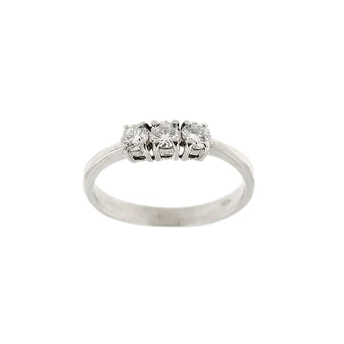 Bague 54 Bague trilogie - anneau en or blanc 18 ct et diamants 0,36 ct 58 Facettes 27536
