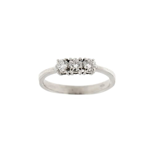 Bague 54 Bague trilogie - anneau en or blanc 18 ct et diamants 0,36 ct 58 Facettes 27536