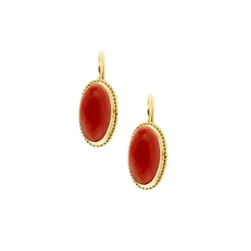 Boucles d'oreilles Boucles d’oreilles à monachella en or jaune 18 ct et corail 58 Facettes 36380