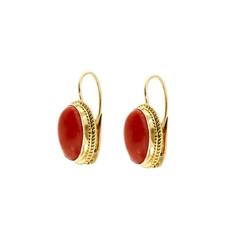 Boucles d'oreilles Boucles d’oreilles à monachella en or jaune 18 ct et corail 58 Facettes 36380