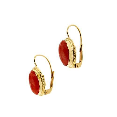 Boucles d'oreilles Boucles d’oreilles à monachella en or jaune 18 ct et corail 58 Facettes 36380