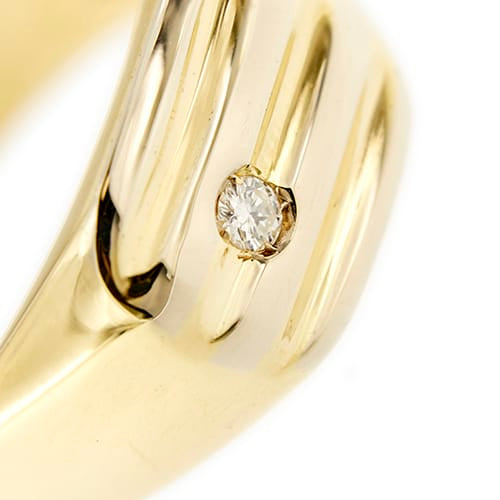 Bague Bague homme - Chevalière en or jaune 18 ct avec diamant 0,08 ct 58 Facettes 35928