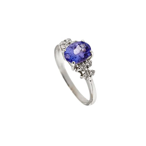 Bague Bague - Tanzanite et diamants en or blanc 18 ct 58 Facettes 38890