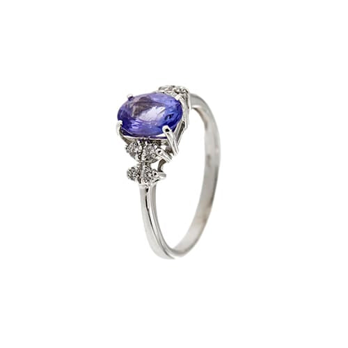 Bague Bague - Tanzanite et diamants en or blanc 18 ct 58 Facettes 38890