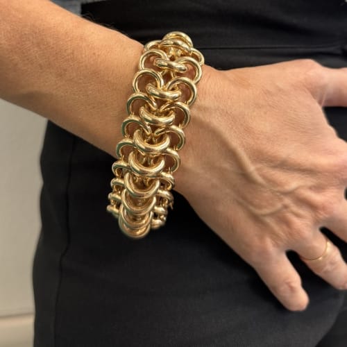 Bracelet Bracelet tank à maille entrelacée en or rose 18 ct 58 Facettes 36862