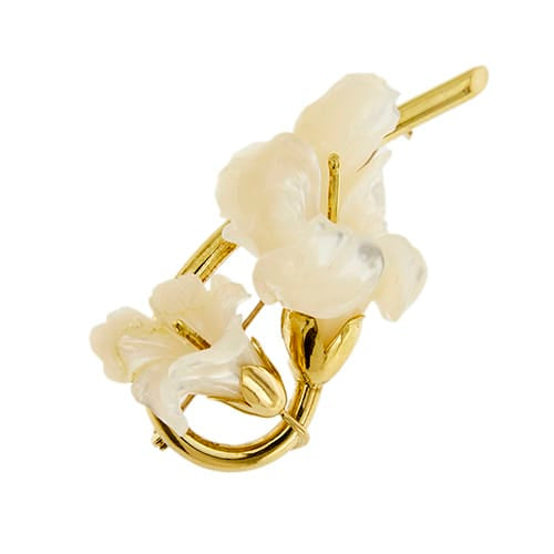 Broche Broche fleurs en nacre en or jaune 18 ct 58 Facettes 37277