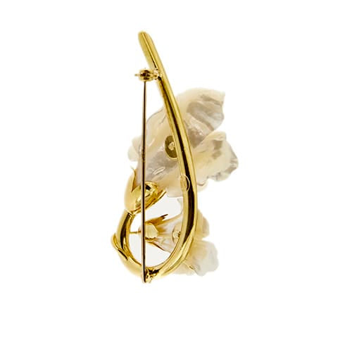 Broche Broche fleurs en nacre en or jaune 18 ct 58 Facettes 37277