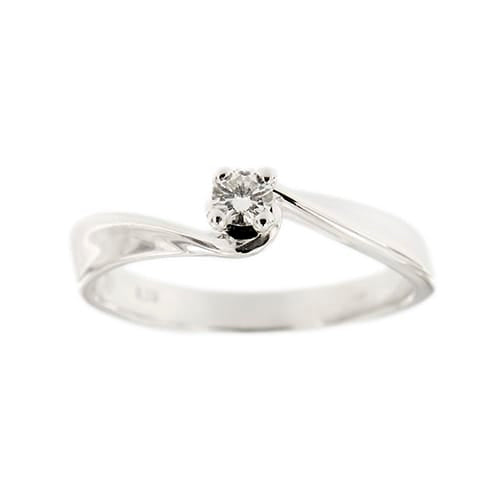 Bague Damiani - Bague solitaire contrariée en or blanc 18 ct avec diamant 0,13 ct 58 Facettes 37094
