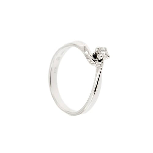 Bague Damiani - Bague solitaire contrariée en or blanc 18 ct avec diamant 0,13 ct 58 Facettes 37094