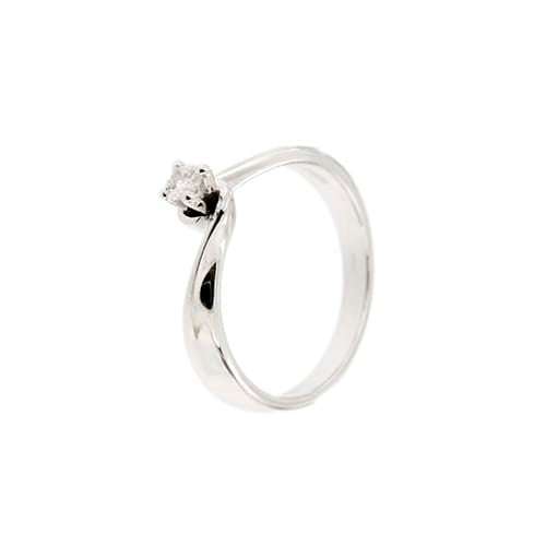 Bague Damiani - Bague solitaire contrariée en or blanc 18 ct avec diamant 0,13 ct 58 Facettes 37094