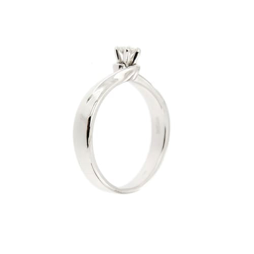 Bague Damiani - Bague solitaire contrariée en or blanc 18 ct avec diamant 0,13 ct 58 Facettes 37094
