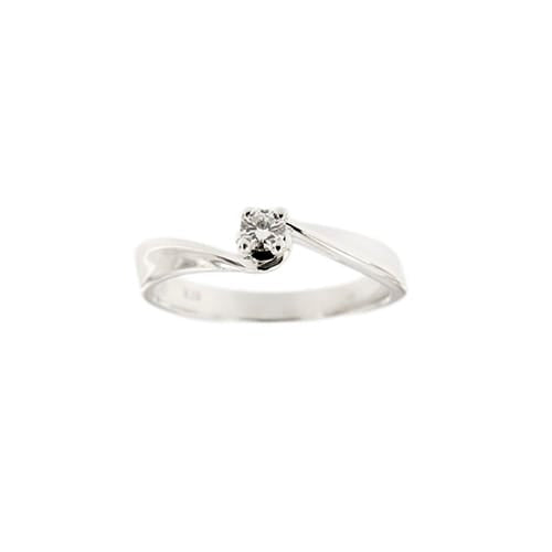 Bague Damiani - Bague solitaire contrariée en or blanc 18 ct avec diamant 0,13 ct 58 Facettes 37094