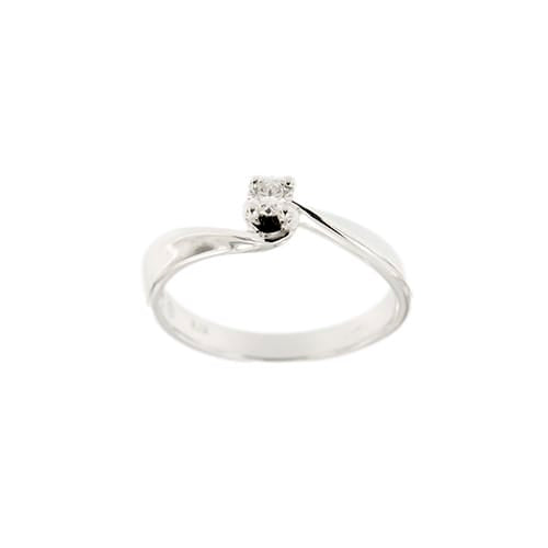 Bague Damiani - Bague solitaire contrariée en or blanc 18 ct avec diamant 0,13 ct 58 Facettes 37094