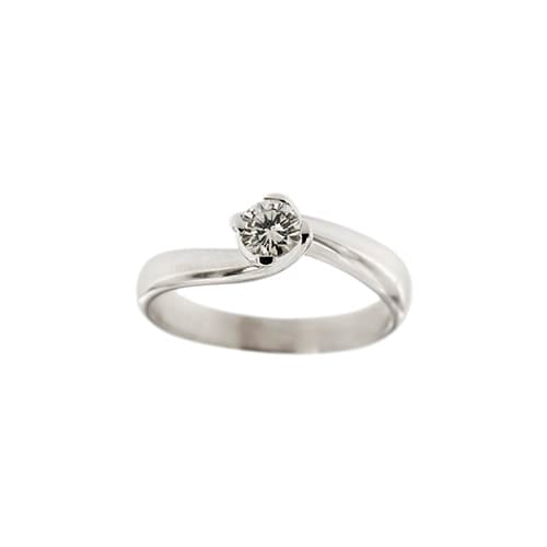 Bague Bague solitaire contrarié en or blanc 18 ct avec diamant 0,35 ct 58 Facettes 27243