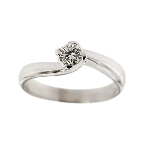 Bague Bague solitaire contrarié en or blanc 18 ct avec diamant 0,35 ct 58 Facettes 27243