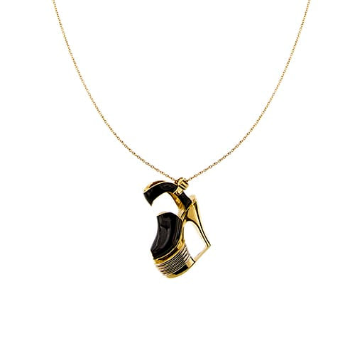 Collier Salvatore Ferragamo New Renaissance - Collier long en or jaune avec pendentif sandale émaillée 58 Facettes 39527