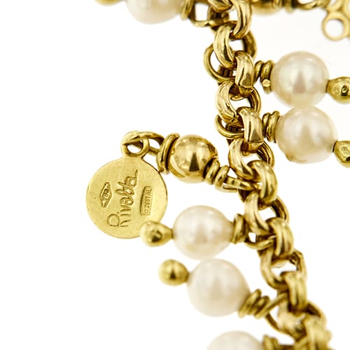 Collier Gabriella Rivalta - Collier en or jaune 18 ct avec fleur émaillée et perles 58 Facettes 37280