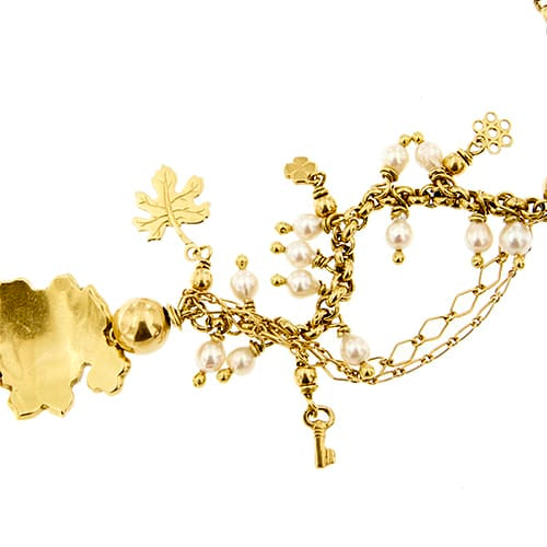 Collier Gabriella Rivalta - Collier en or jaune 18 ct avec fleur émaillée et perles 58 Facettes 37280