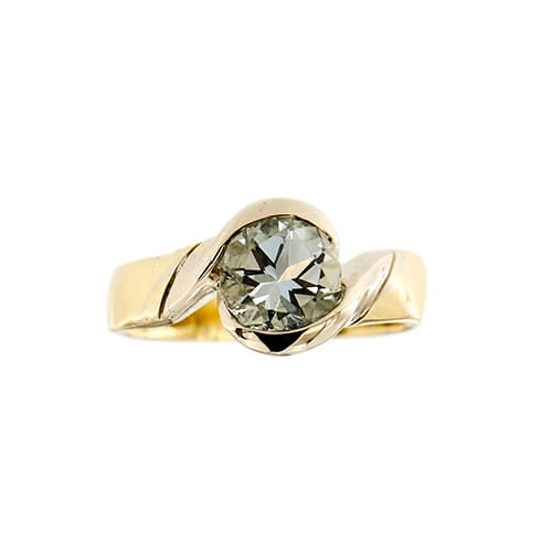 Bague Bague contrariée en or jaune et or blanc 18 ct avec aigue-marine 58 Facettes 37206