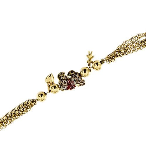 Bracelet Gabriella Rivalta - Bracelet multifils avec chien émaillé en or jaune 18 ct 58 Facettes 37279