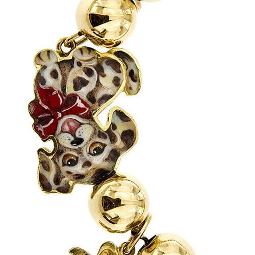 Bracelet Gabriella Rivalta - Bracelet multifils avec chien émaillé en or jaune 18 ct 58 Facettes 37279