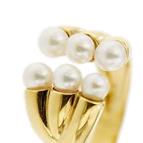 Bague Bague - Anneau ouvert en or jaune 18 ct et perles 58 Facettes 31844
