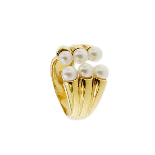 Bague Bague - Anneau ouvert en or jaune 18 ct et perles 58 Facettes 31844