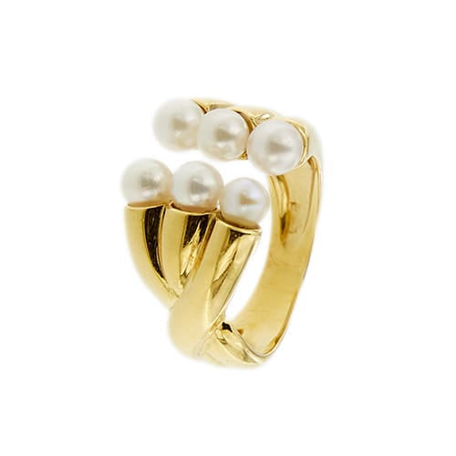 Bague Bague - Anneau ouvert en or jaune 18 ct et perles 58 Facettes 31844