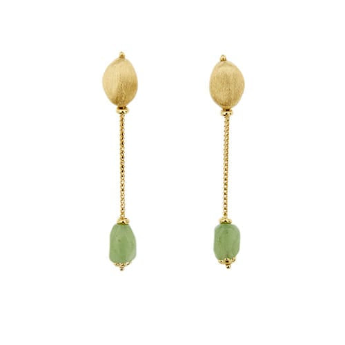 Boucles d'oreilles Boucles d’oreilles pendantes - Quartz aventurine en or jaune 18 ct 58 Facettes 29101