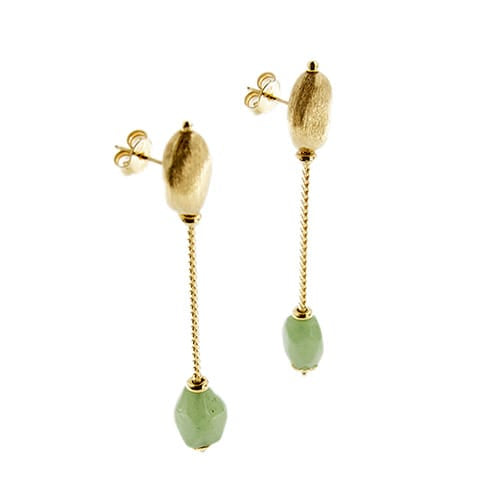 Boucles d'oreilles Boucles d’oreilles pendantes - Quartz aventurine en or jaune 18 ct 58 Facettes 29101