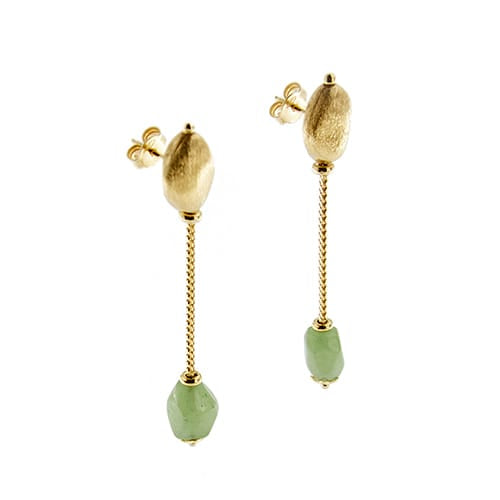 Boucles d'oreilles Boucles d’oreilles pendantes - Quartz aventurine en or jaune 18 ct 58 Facettes 29101