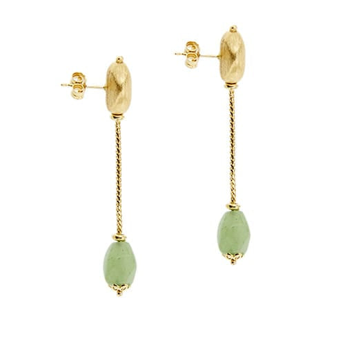 Boucles d'oreilles Boucles d’oreilles pendantes - Quartz aventurine en or jaune 18 ct 58 Facettes 29101