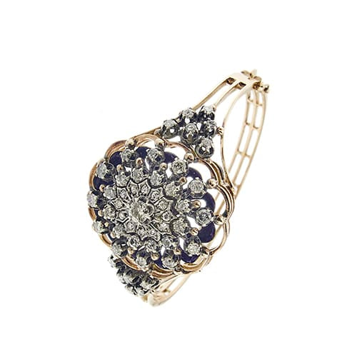 Bracelet Bracelet rigide émaillé à diamants en or rose 14 ct 58 Facettes 37288