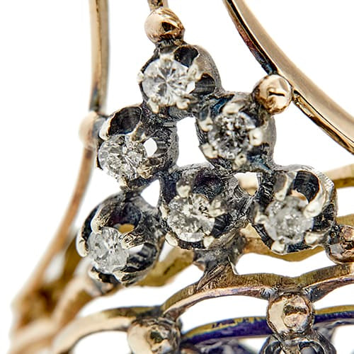 Bracelet Bracelet rigide émaillé à diamants en or rose 14 ct 58 Facettes 37288