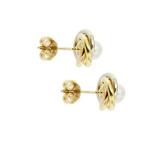 Boucles d'oreilles Boucles d’oreilles puces - Perles en or jaune, rose et blanc 18 ct 58 Facettes 35533