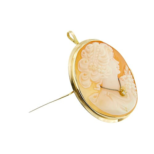 Pendentif Spilla-pendentif camée ovale en or jaune 18 ct 58 Facettes 37486