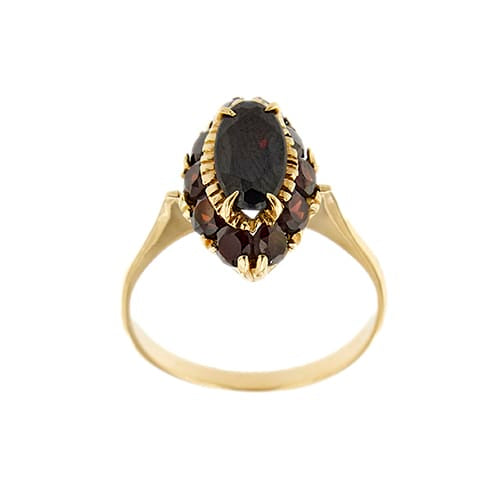 Bague Bague halo en or rose 18 ct avec grenats 58 Facettes 26868