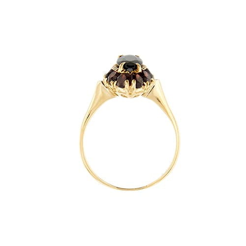 Bague Bague halo en or rose 18 ct avec grenats 58 Facettes 26868