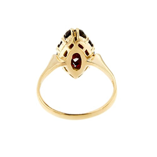 Bague Bague halo en or rose 18 ct avec grenats 58 Facettes 26868