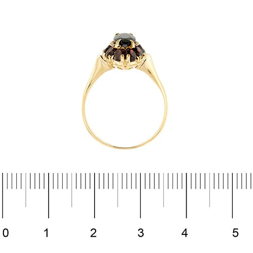 Bague Bague halo en or rose 18 ct avec grenats 58 Facettes 26868