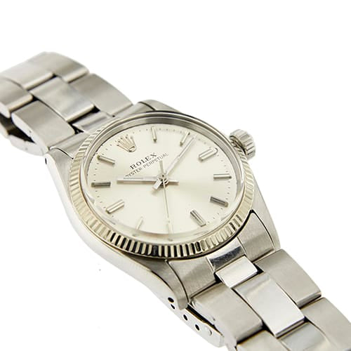 Montre Rolex Oyster Perpetual - Montre en acier, lunette cannelée en or blanc 58 Facettes 36869