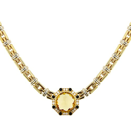 Collier Chimento - Collier en or jaune et blanc avec citrine, saphirs et diamants 58 Facettes 31915