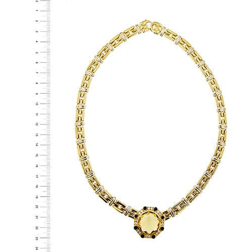 Collier Chimento - Collier en or jaune et blanc avec citrine, saphirs et diamants 58 Facettes 31915