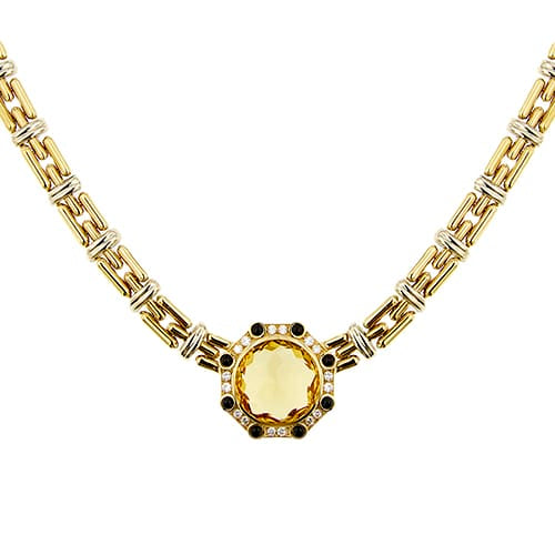 Collier Chimento - Collier en or jaune et blanc avec citrine, saphirs et diamants 58 Facettes 31915