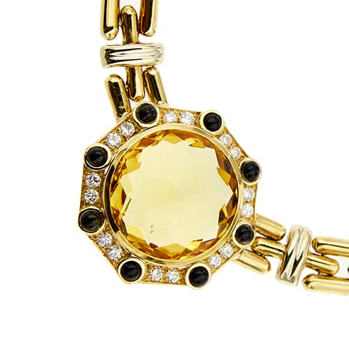 Collier Chimento - Collier en or jaune et blanc avec citrine, saphirs et diamants 58 Facettes 31915