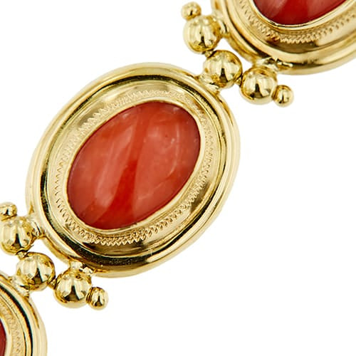 Bracelet Bracelet en or jaune 18 ct avec 9 coraux rouges cabochon 58 Facettes 39982