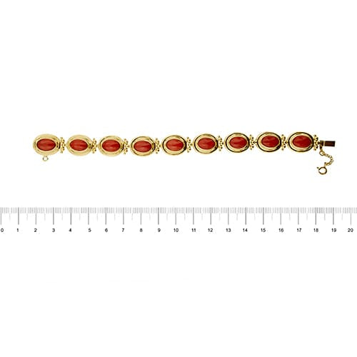 Bracelet Bracelet en or jaune 18 ct avec 9 coraux rouges cabochon 58 Facettes 39982