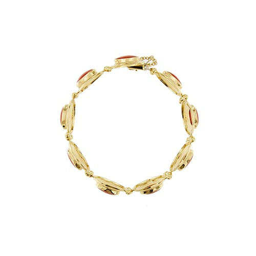 Bracelet Bracelet en or jaune 18 ct avec 9 coraux rouges cabochon 58 Facettes 39982