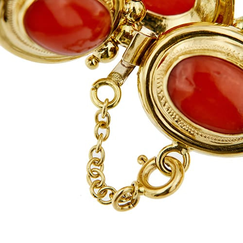 Bracelet Bracelet en or jaune 18 ct avec 9 coraux rouges cabochon 58 Facettes 39982