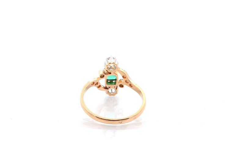 Bague 54 Bague ancienne émeraude et diamants en or 18k et platine 58 Facettes 27560dv